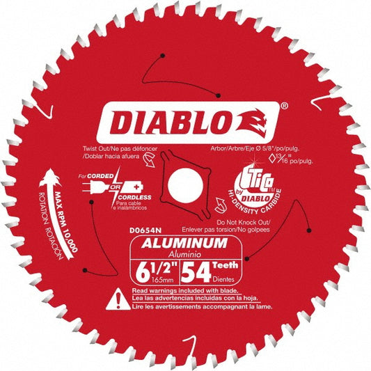 DIABLO D0654N Wet & Dry Cut Saw Blade 6-1/2" Dia, 5/8" Arbor Hole, 56 Teeth