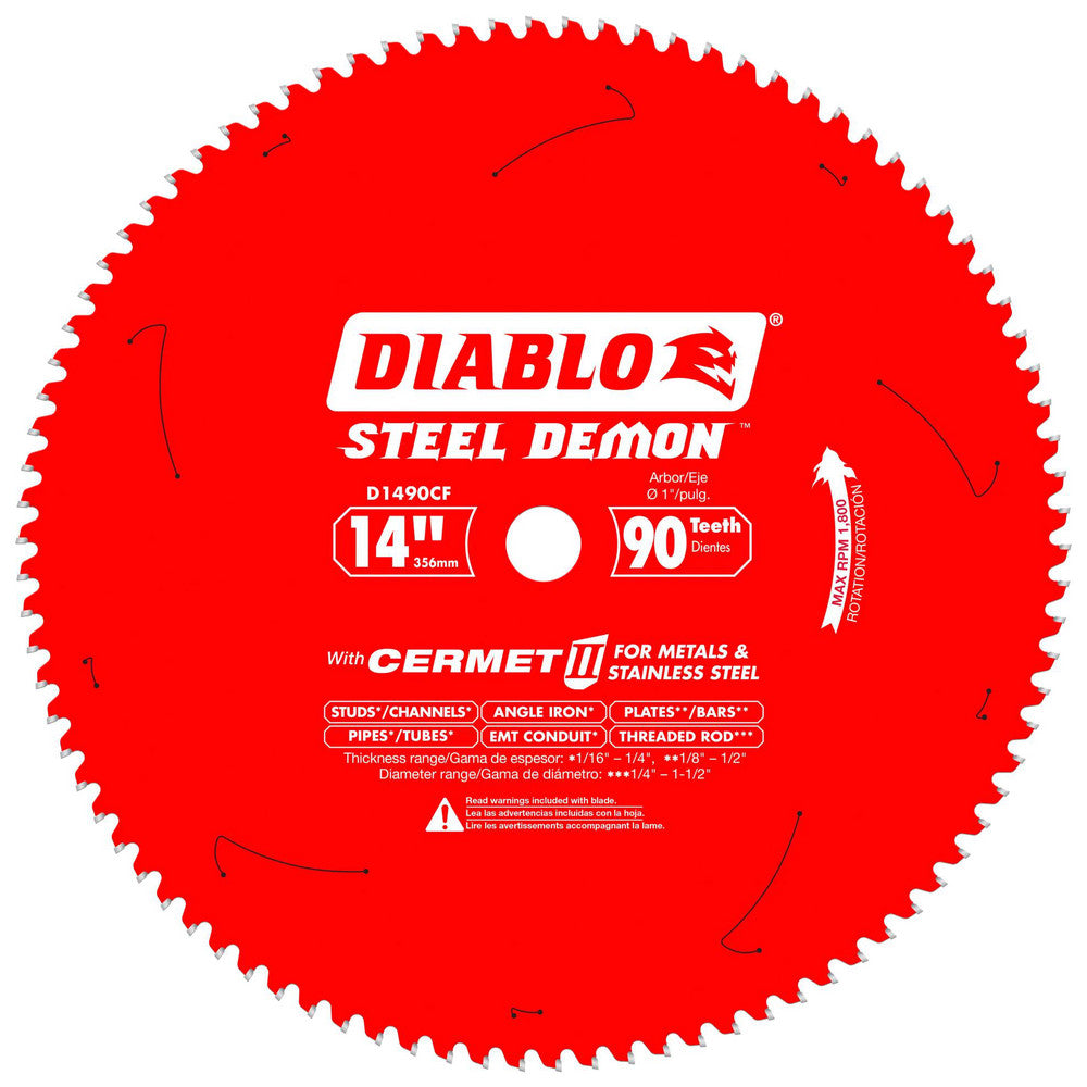 DIABLO D1490CF Wet & Dry Cut Saw Blade 14" Dia, 1" Arbor Hole, 90 Teeth