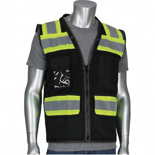 PIP 302-0800D-BK/2X High Visibility Vest  2X-Large, Surveyor's Vest,  ANSI Class 1