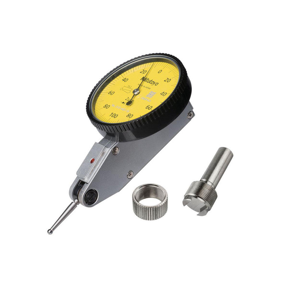 Mitutoyo 513-405-10H Horizontal Dial Test Indicator 0.20 mm Max, 0-100-0 Dial Reading, 3.00 microm Accuracy