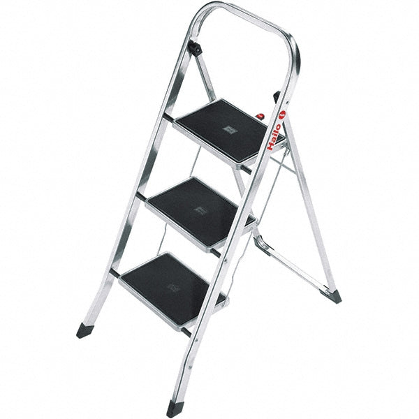 Hailo 9204010002 3-Step Aluminum Step Ladder EN14183, 330 lb Capacity
