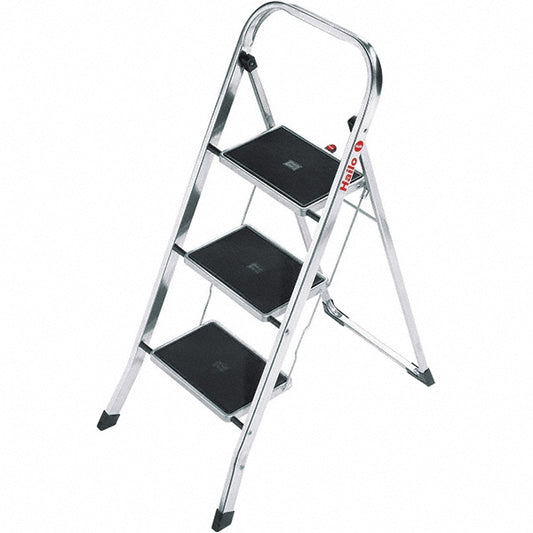 Hailo 9204010002 3-Step Aluminum Step Ladder EN14183, 330 lb Capacity