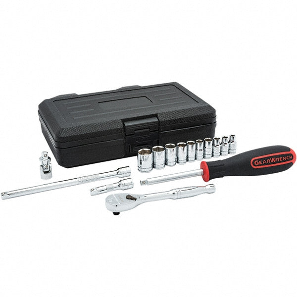 GEARWRENCH 80650 Standard Socket Set 15 Pc, 1/4" Drive, 3/16 to 9/16" Socket