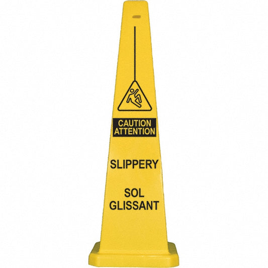 PRO-SAFE 03-600-10 Wet Floor, 12" Wide x 36" High, Polypropylene Cone Floor Sign
