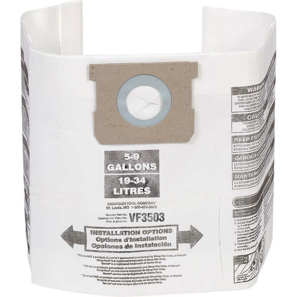 Ridgid 40153 Vacuum Cleaner Bags Bag Type Collection Bag  Compatible Vacuum Capacity 10gal (US)  Material Paper  