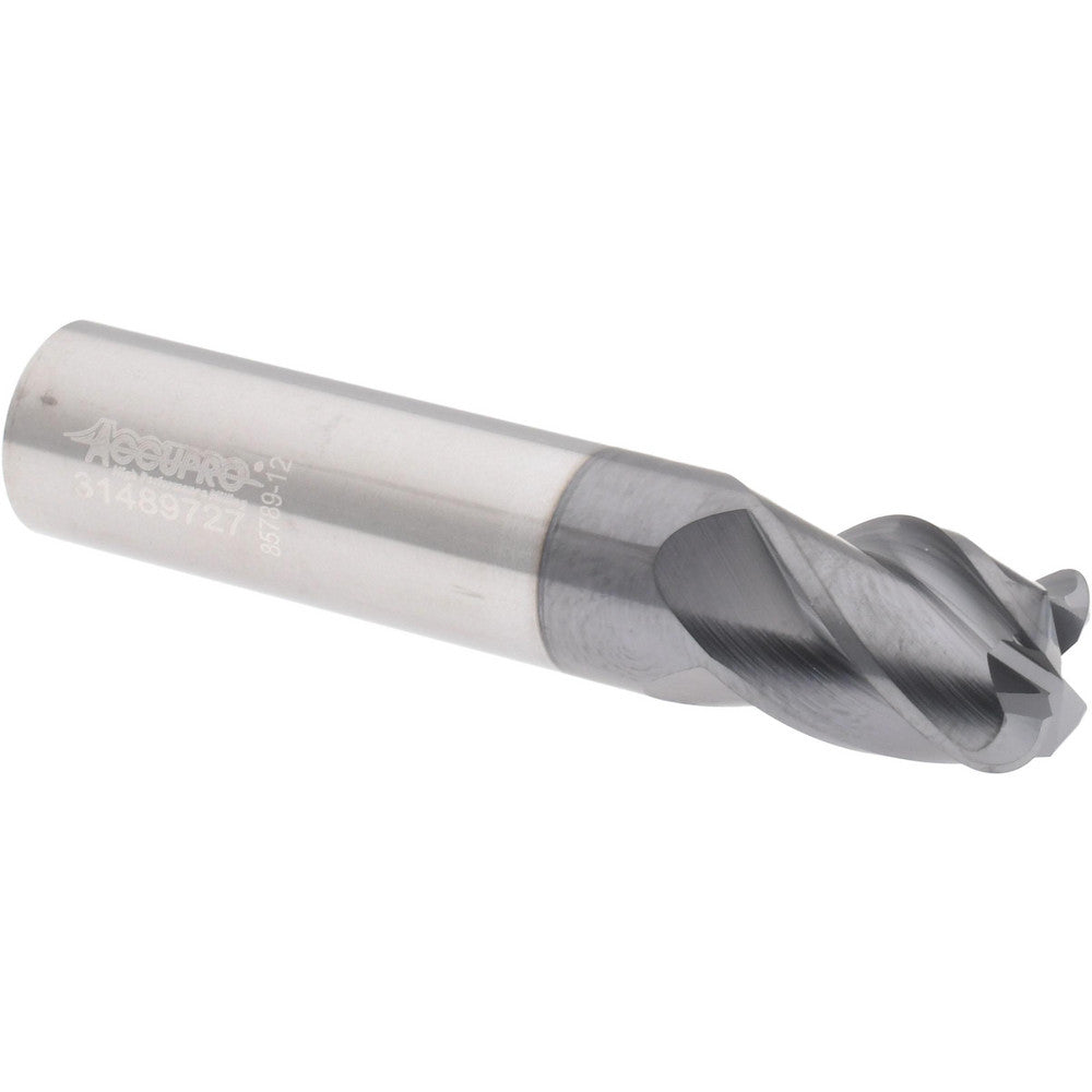Accupro 310279 Corner Radius End Mill 1/2" Dia, 5/8" LOC, 38 deg Helix, Corner Radius End, Centercutting Series HS