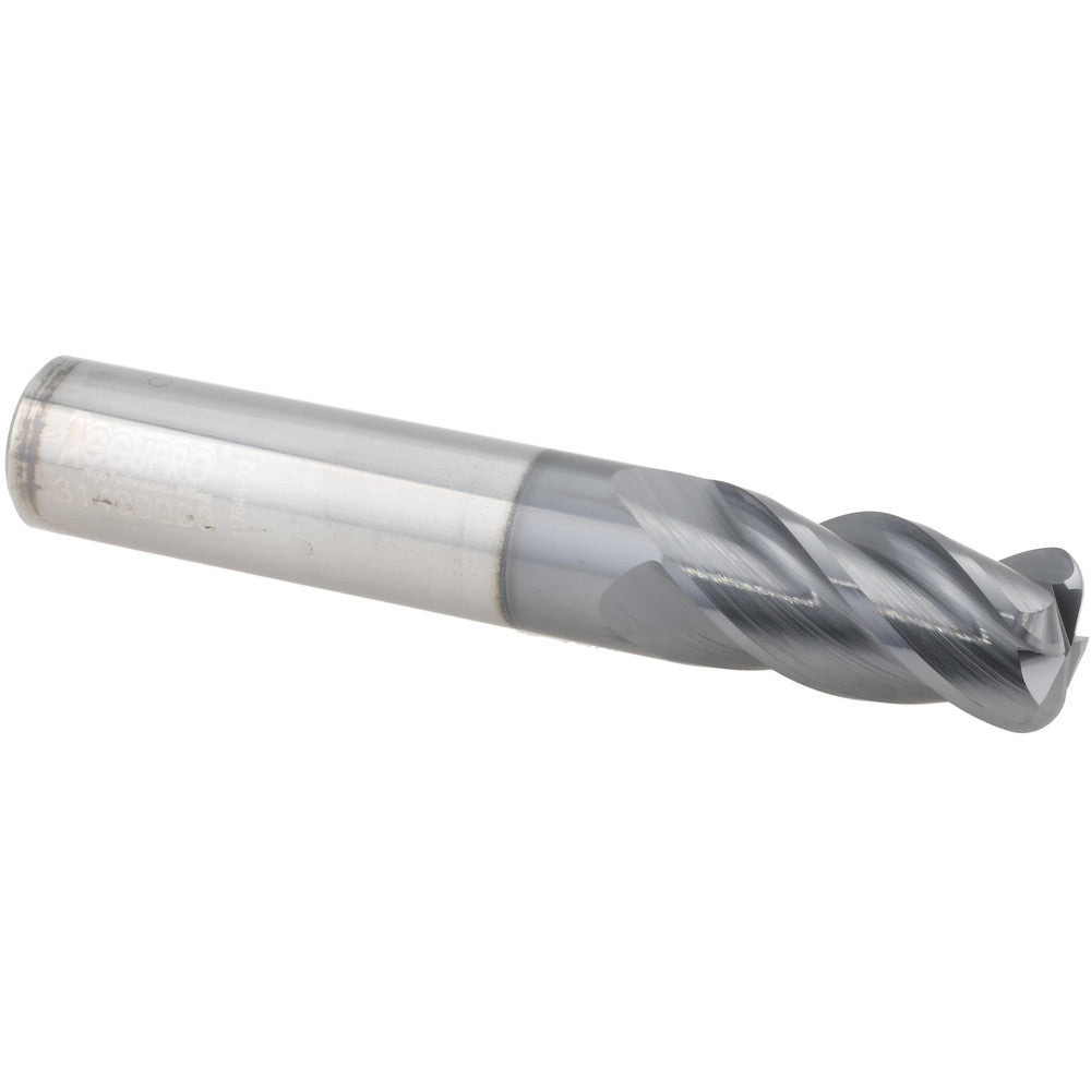 Accupro 310295 Corner Radius End Mill 1/2" Dia, 1" LOC, 38 deg Helix, Corner Radius End, Centercutting Series HS