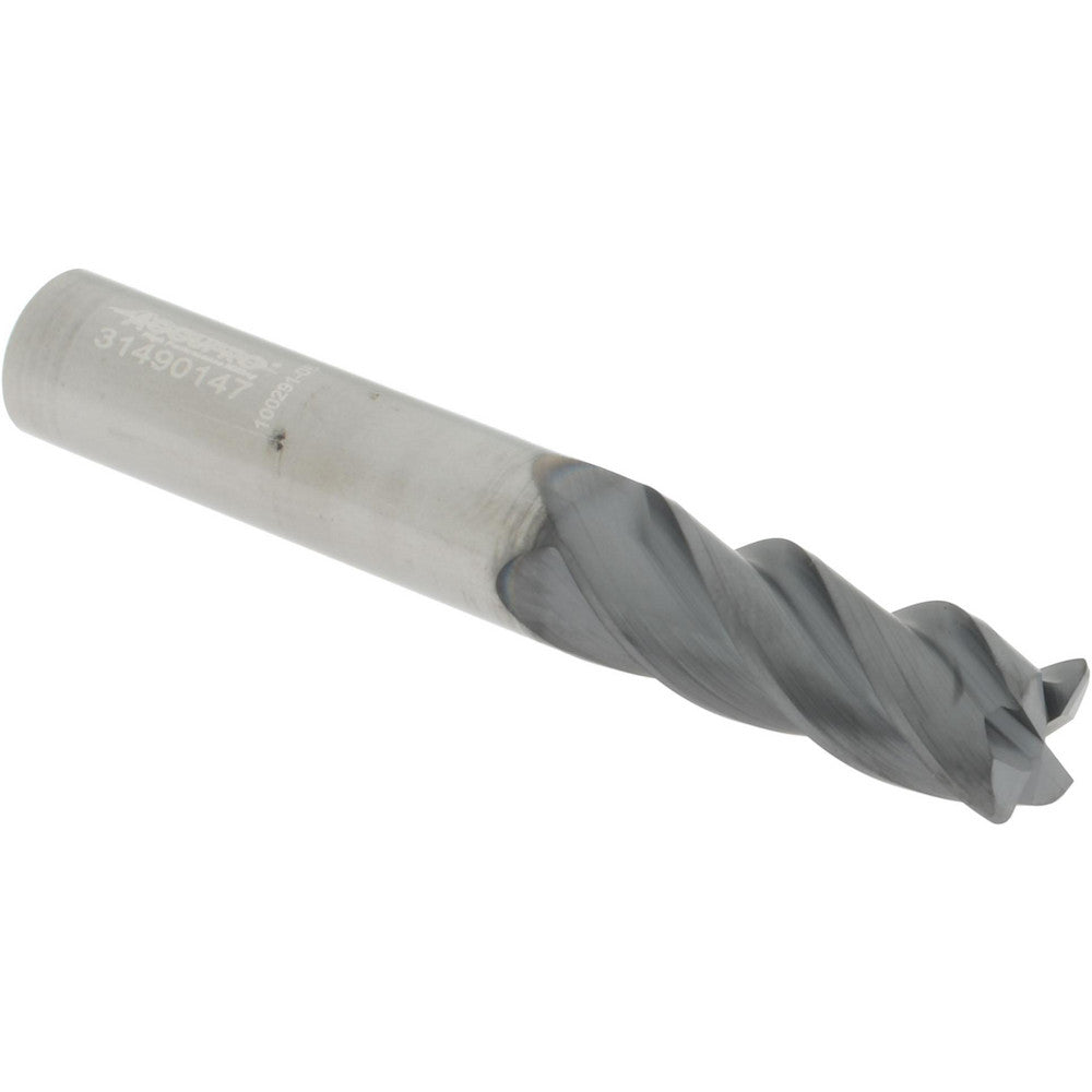 Accupro 310224 Corner Radius End Mill 3/8" Dia, 1" LOC, 38 deg Helix, Corner Radius End, Centercutting Series HS