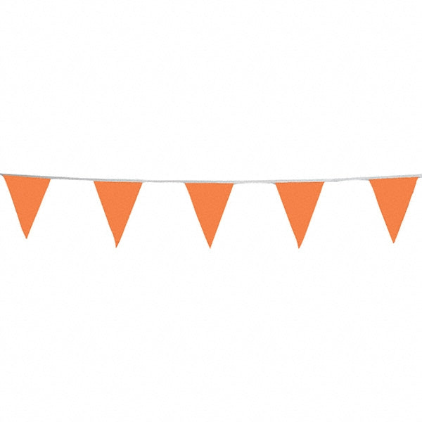 PRO-SAFE 03-402-60 Pennants Color Orange  Overall Length (Feet) 60.00  Pennant Length (Inch) 18  Pennant Width (Inch) 12  Material Vinyl  Tensile Strength (Lb./Inch) 107