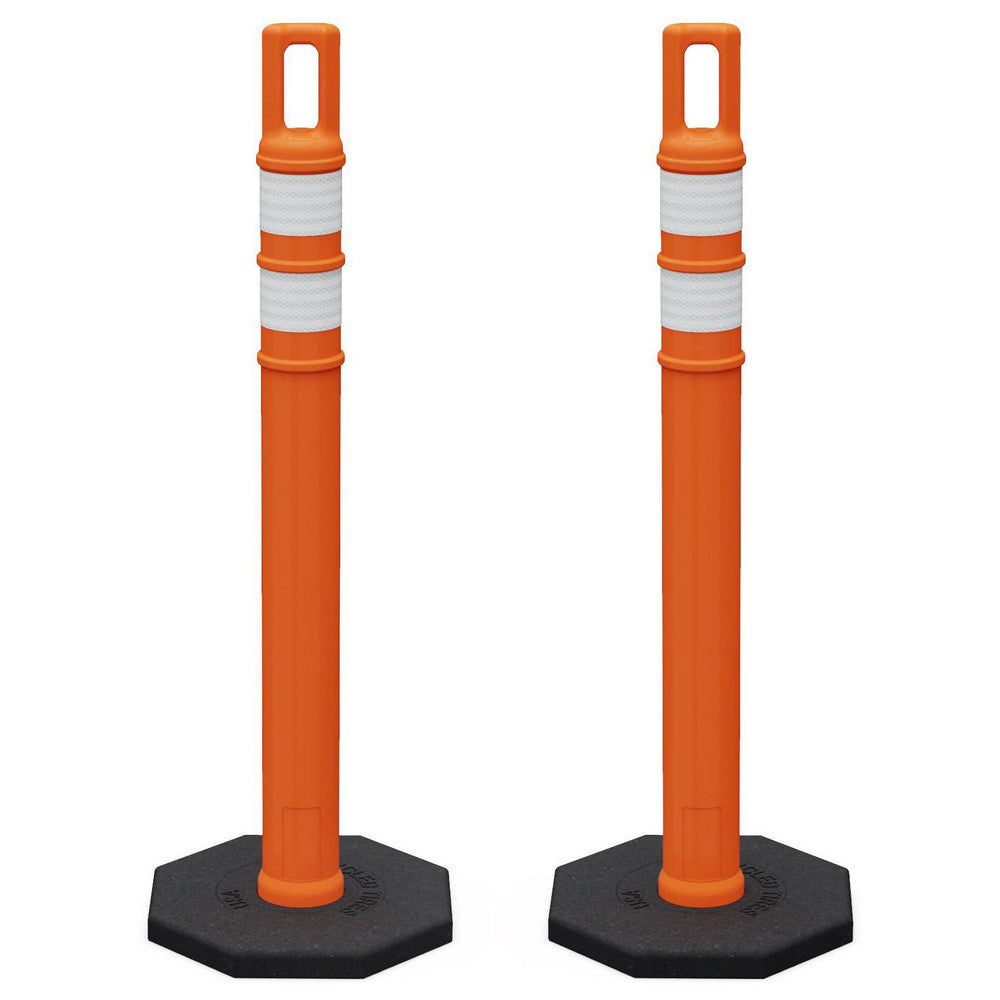 PRO-SAFE 7342-LD-O-3-HIP-WW-RB10-2PK 2 Pack 47.6" High, 6" Wide, Reflective Delineator Post