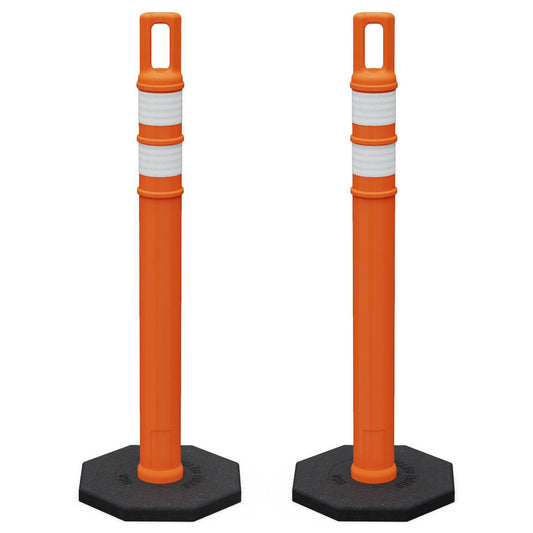 PRO-SAFE 7342-LD-O-3-HIP-WW-RB10-2PK 2 Pack 47.6" High, 6" Wide, Reflective Delineator Post