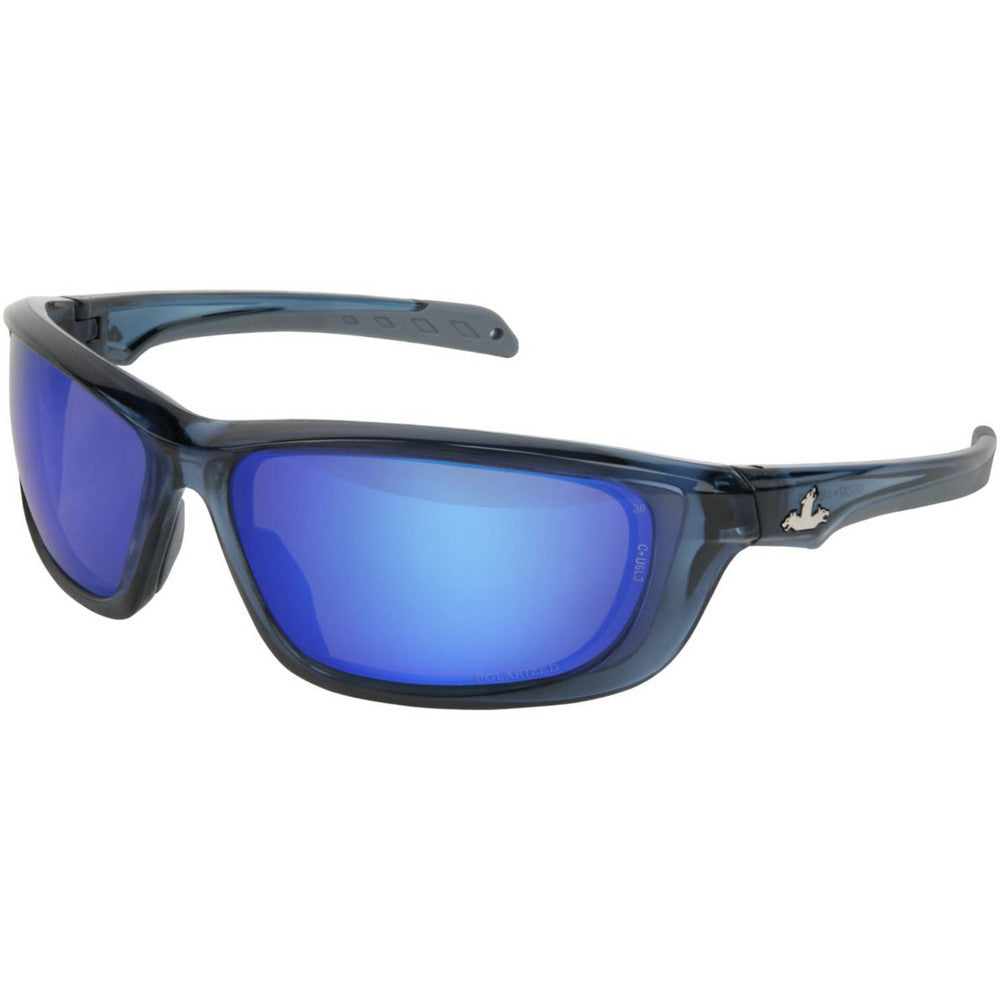 US Safety Glasses UD128BZDC Safety Glasses Anti-Fog & Scratch-Resistant, Polycarbonate, Blue Mirror Lenses, Full-Framed
