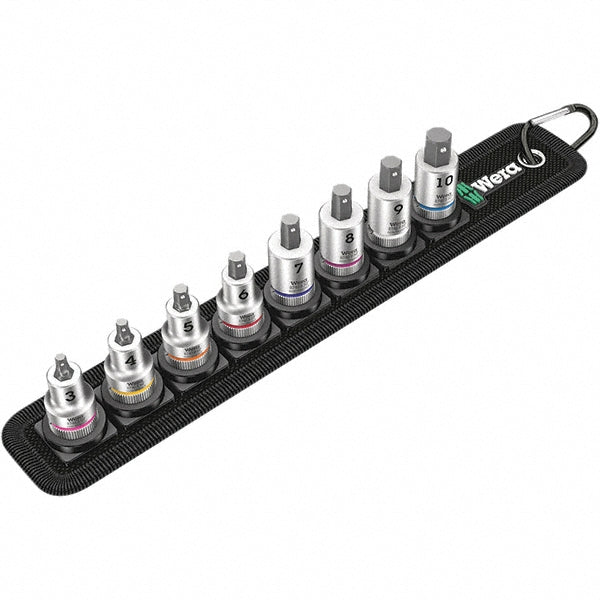 Wera 05003971001 Hex Bit Socket Set 3/8" Drive, 8 Pc, 3 to 10 mm Hex