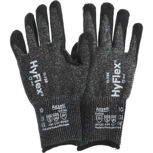 Ansell 11738100 Series 11-738 Cut, Puncture & Abrasive-Resistant Gloves Size XL, ANSI Cut A4, ANSI Puncture 0, Nitrile & Polyurethane, Nylon