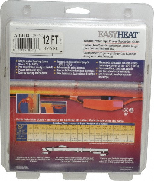 EasyHeat AHB112A 12' Long, Preassembled, Fixed Length, Fixed Wattage, Protection Heat Cable