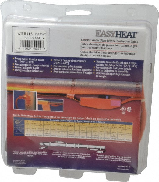 EasyHeat AHB115A 15' Long, Preassembled, Fixed Length, Fixed Wattage, Protection Heat Cable