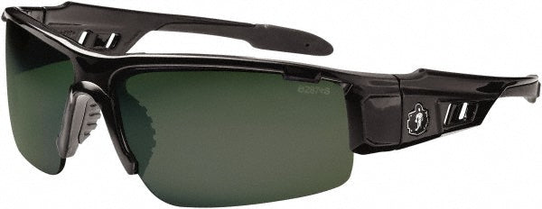 Ergodyne 52071 Safety Glasses Scratch-Resistant, Polycarbonate, Green Lenses, Half-Framed