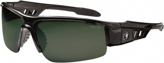 Ergodyne 52071 Safety Glasses Scratch-Resistant, Polycarbonate, Green Lenses, Half-Framed