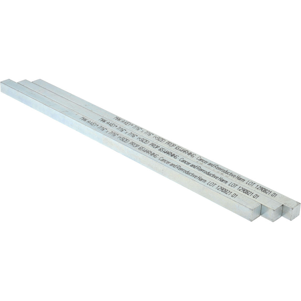 Mak-A-Key C2073643743712 Oversized Key Stock 7/16" High, 7/16" Wide, 12" Long, Steel, Zinc-Plated