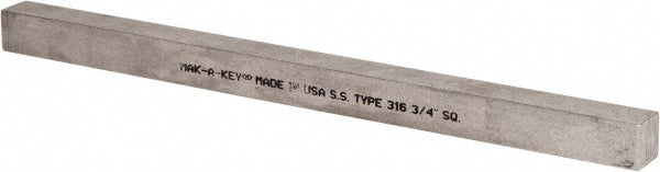 Mak-A-Key 8007500750-12 Undersized Key Stock 3/4" High, 3/4" Wide, 12" Long, 316 Stainless Steel