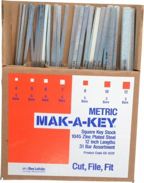 Mak-A-Key C207-KSMZC031OV Key Stock Assortment 12" Long, Steel, Zinc-Plated