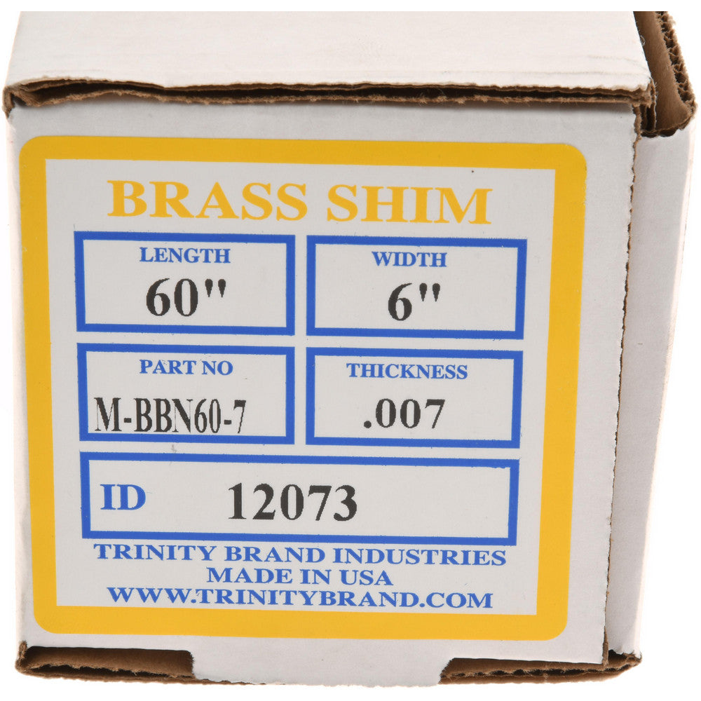 Trinity Brand Industries M-BBN60-7 Shim Stock 0.007'' Thick, 60'' Long, 6" Wide, 260 Alloy Brass