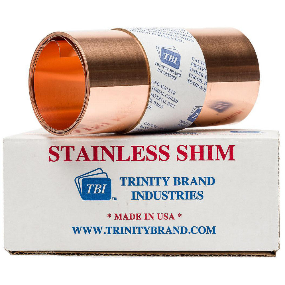 Trinity Brand Industries M-6CPR100-2 Shim Stock 0.002'' Thick, 100'' Long, 6" Wide, 110 Alloy Copper
