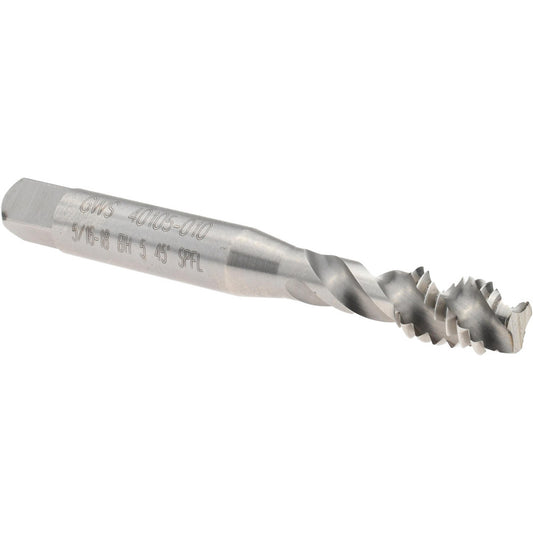 Balax 40105-010 Spiral Flute Tap 5/16-18, UNC, 3 Flute, Modified Bottoming Chamfer, 2B Class of Fit, Powdered Metal, Bright/Uncoated Finish