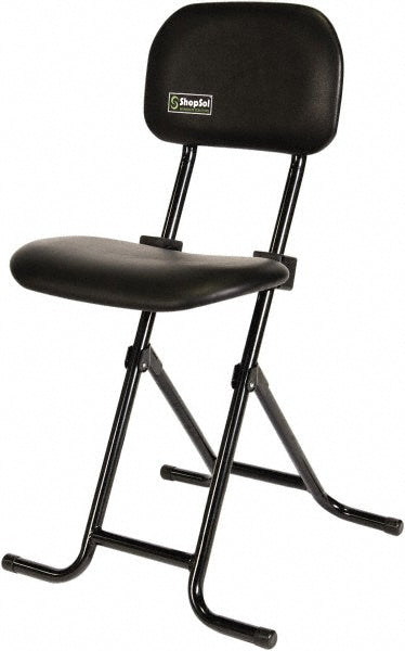 ShopSol 3010004 Sit-Stand Stool Vinyl, 18" Seat Width, 19" Seat Depth, Black