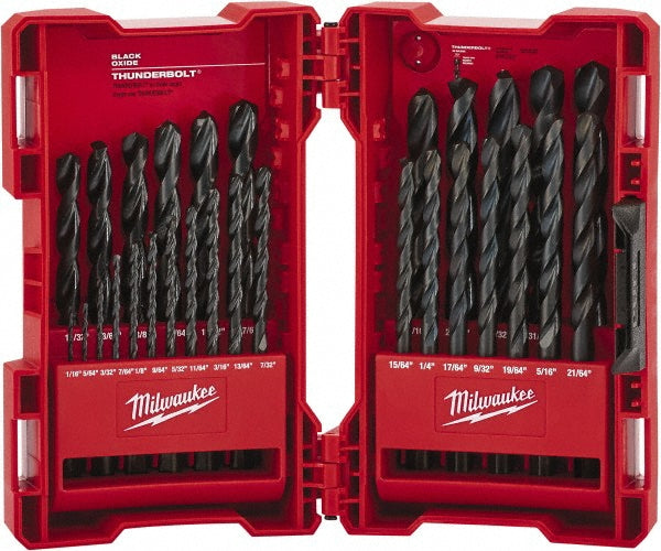 Milwaukee Tool 48-89-2802 Drill Bit Set Maintenance Length Drill Bits, 29 Pc, 0.0625" to 0.5" Drill Bit Size, 135 &deg, High Speed Steel
