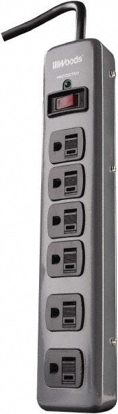 Woods PRO 41546 6 Outlets, 125 Volts, 15 Amps, 3' Cord, Power Outlet Strip