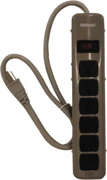 Woods PRO 41386 6 Outlets, 125 Volts, 15 Amps, 5' Cord, Power Outlet Strip