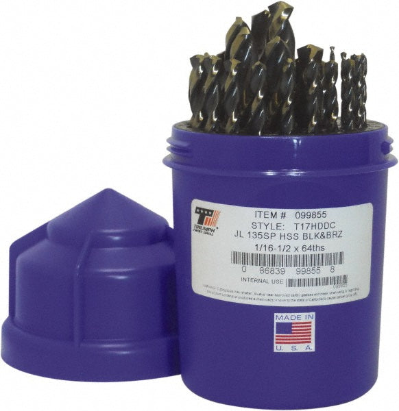 Triumph Twist Drill 099855 Drill Bit Set  Jobber Length Drill Bits,  29.0 Pc,  135 deg, High-Speed Steel