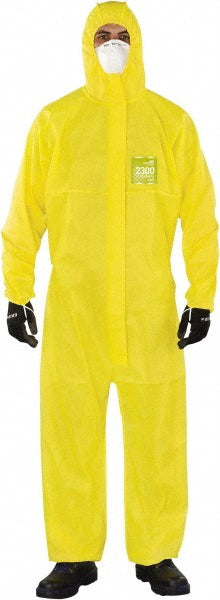 Ansell YY23-B-92-111-05 Disposable Coveralls Chemical & Liquid, Size X-Large, 1.9200 oz, Polyethylene & Polypropylene, Two Way Zipper & Stormflaps Closure