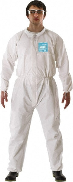 Ansell WH20-B-92-103-03 Series 68-2000 Non-Disposable Rain & Chemical-Resistant Coverall White, Film Laminate