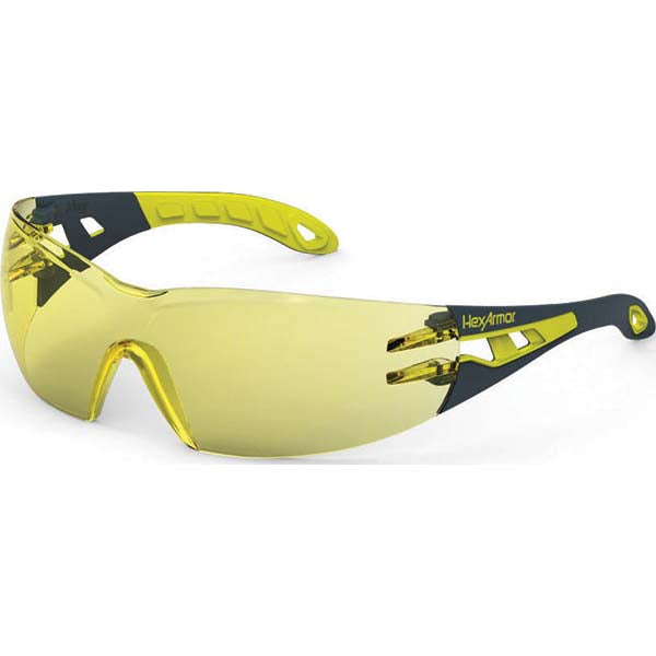 HexArmor 11-11004-02 Safety Glasses Anti-Fog, Polycarbonate, Amber Lenses, Frameless