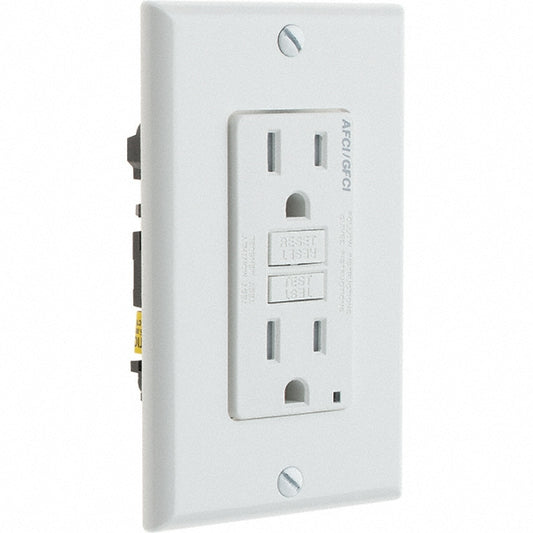 Leviton AGTR1-W GFCI Receptacles Grade Commercial Color White NEMA Configuration 5-15R Amperage 15 Reset Type Manual Voltage 125 VAC Wiring Method Side Back Body Material Thermoplastic Flange Style No Flange Flange Included No Amperage 15 A Voltag