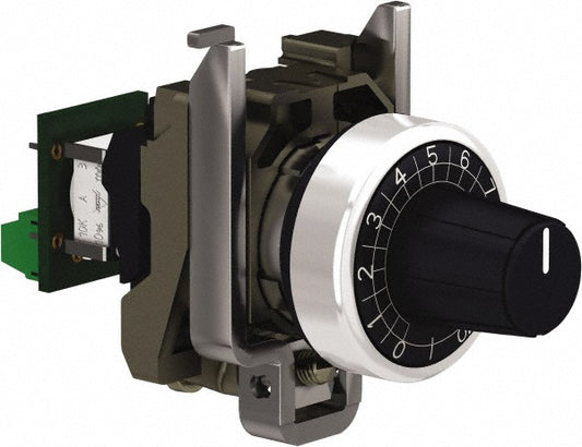 Schneider Electric XB4BD912R10K Potentiometers Resistance (Ohms) 10000  Operator Type Knob  Wattage 1  Mounting Hole Diameter (mm) 22  NEMA Rating 4  Standards Met EN/IEC 60947-1 EN/IEC 60947-5-1 UL508 UL CSA CSA C22-2