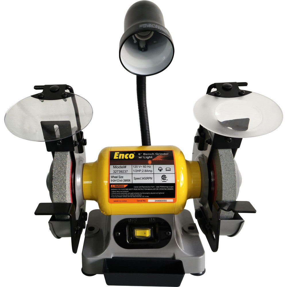 Enco TDS-150CL Bench Grinder 6" Wheel Dia, 1/2" Arbor Hole Dia