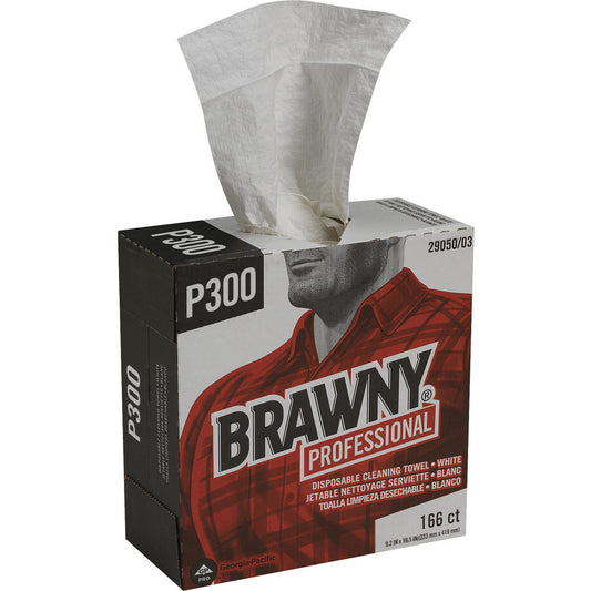 Brawny Professional 29050/03 P300 Disposable Cleaning Towels, Tall Box, White