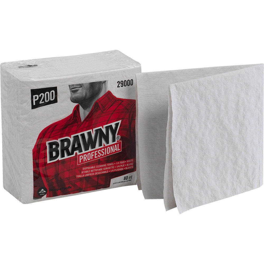 Brawny Professional 29000 P300 Disposable Cleaning Towels, Quarterfold, White