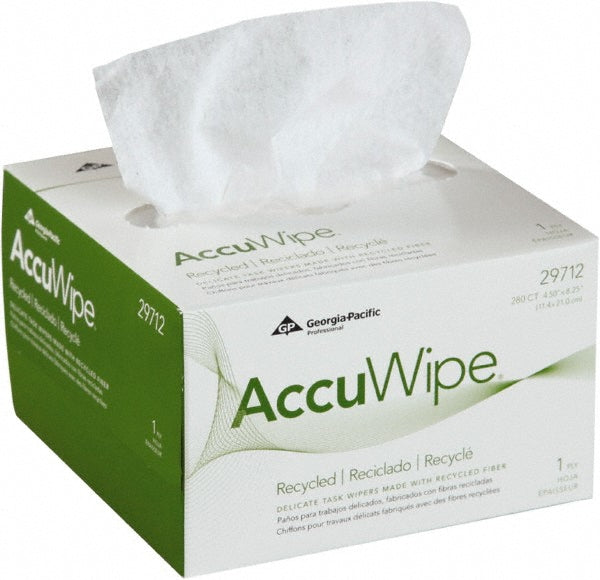 Georgia Pacific 29712 Pacific Blue Basic Accuwipe Recycled 1-Ply Disposable Delicate Task Wipers, Small, White