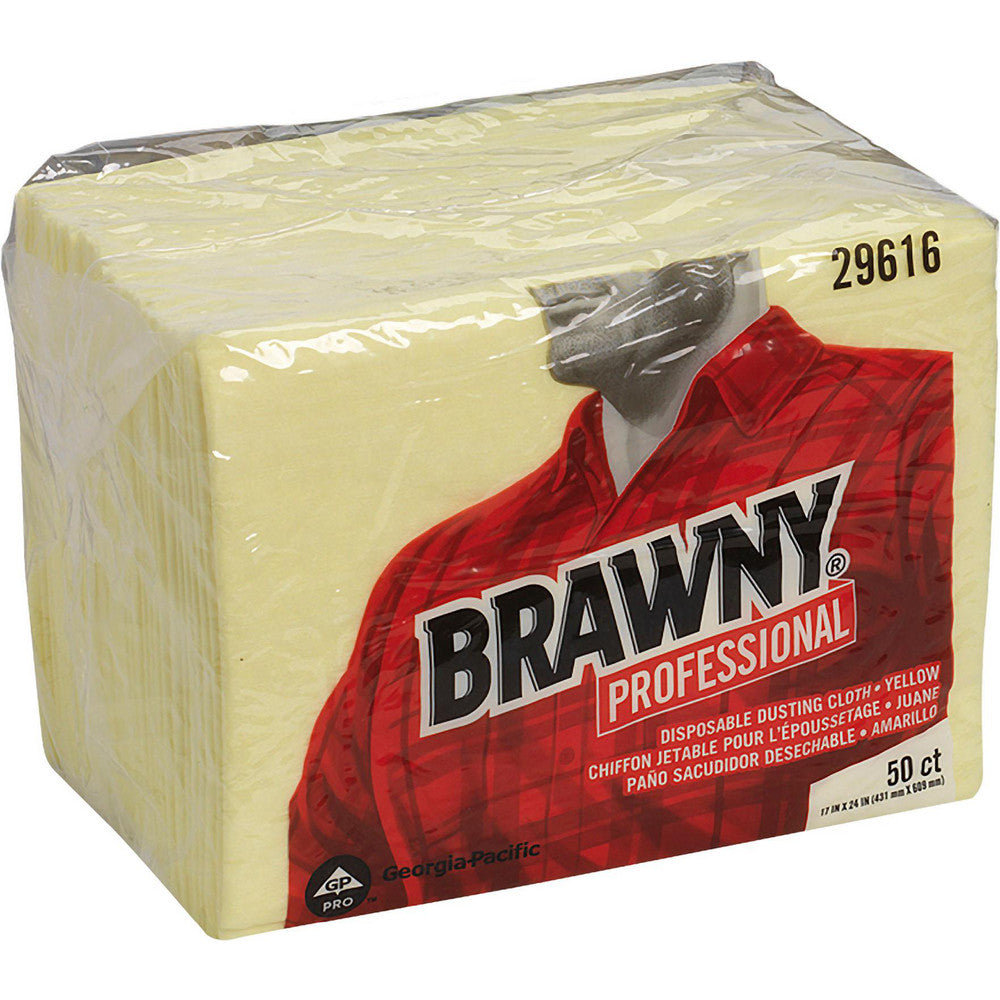 Brawny Professional 29616 Disposable Dusting Cloths, 17" x 24", Yellow