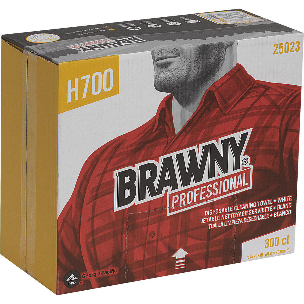 Brawny Professional 25023 H700 Disposable Cleaning Towels, Flat Pack, White