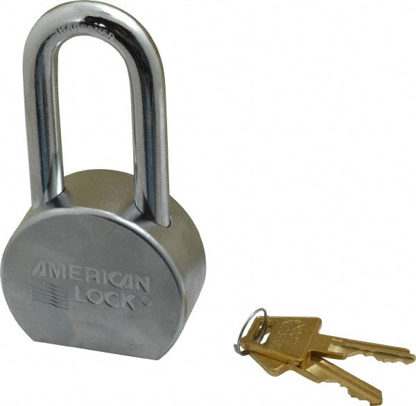 American Lock A701 Padlock Steel, Keyed Different, 2-1/2" Wide, Satin Chrome & Triple-Plated