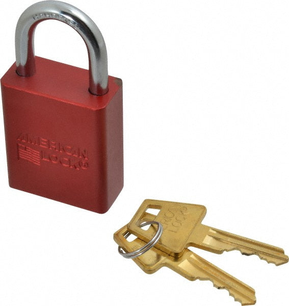 American Lock A1105RED Lockout Padlock Keyed Different, Aluminum, 1" High, Steel Shackle, Red
