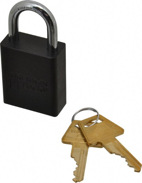 American Lock A1105BLK Lockout Padlock Keyed Different, Aluminum, 1" High, Steel Shackle, Black