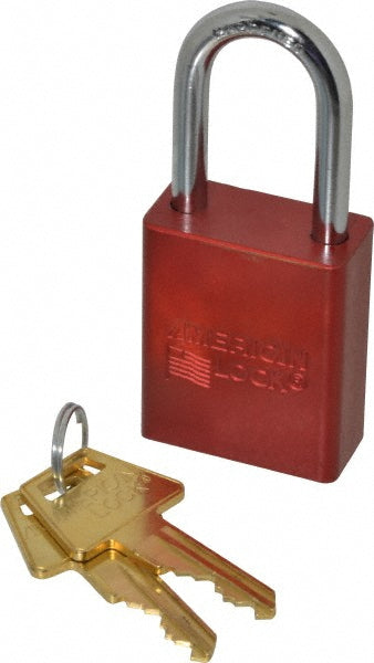 American Lock A1106KARED-48548 Lockout Padlock Keyed Alike, Aluminum, Steel Shackle, Red