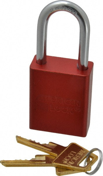 American Lock A1106KARED-55468 Lockout Padlock Keyed Alike, Aluminum, Steel Shackle, Red