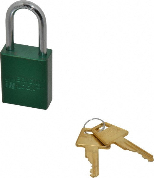 American Lock A1106KAGRN-38846 Lockout Padlock Keyed Alike, Aluminum, Steel Shackle, Green